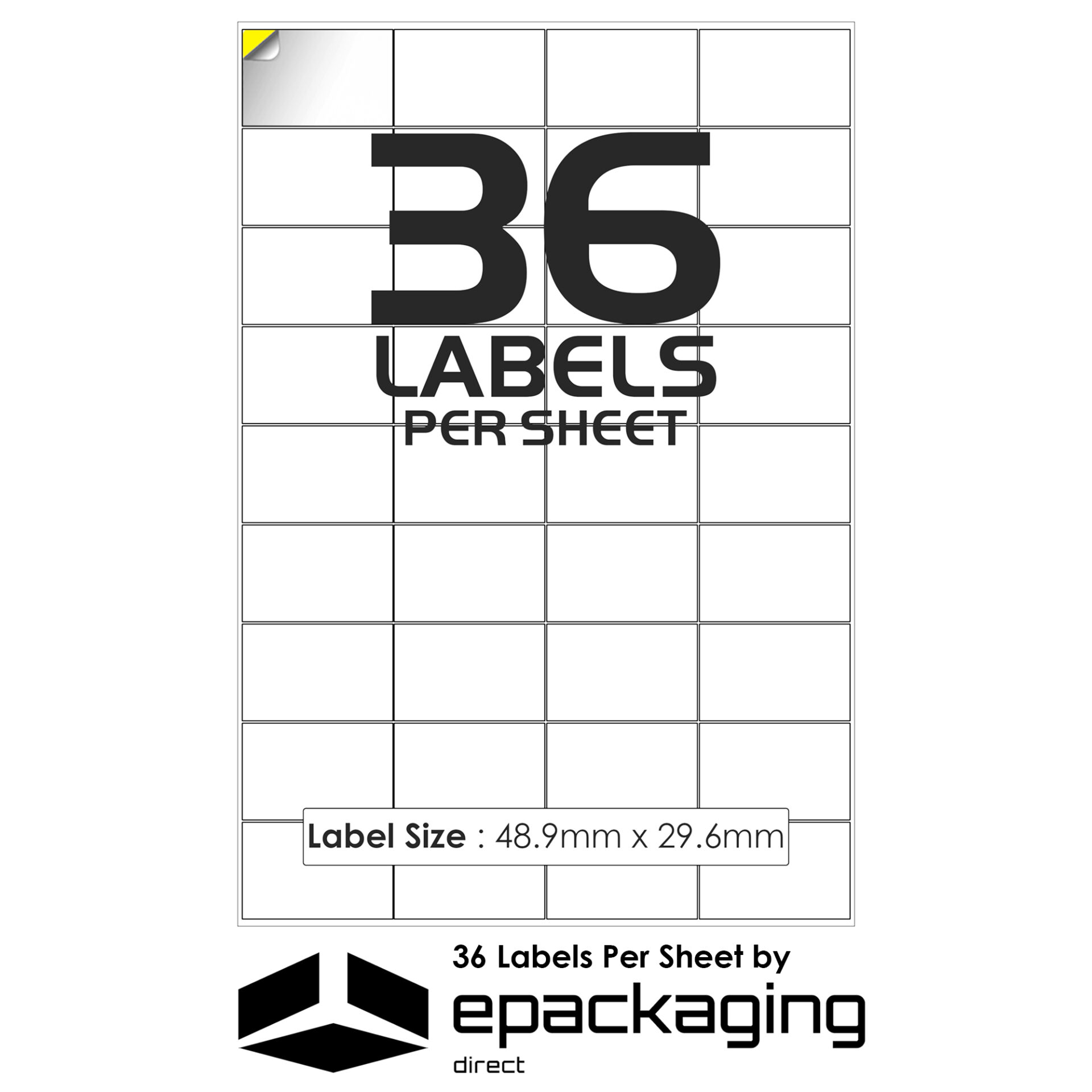 LABELS4U - 500 A4 Sheets, 36 Labels Per Sheet (48.9x29.6mm) - 18,000 Total White Matt Labels